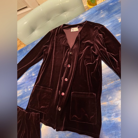 Vintage Maggie Sweet Velour Set jacket & mini skirt Medium - Picture 2 of 4